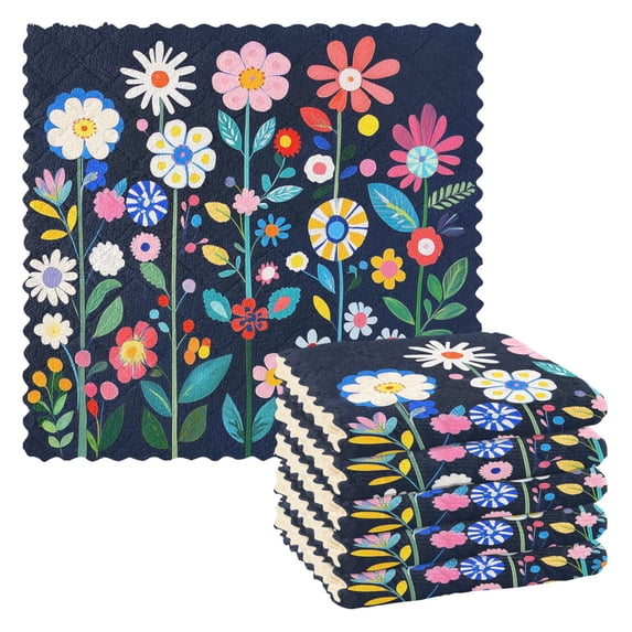 Yayeee 6 Pack Kitchen Dish Cloths Set for Washing Soft Drying Absorbent Microfiber Towels, Bloom Flowers