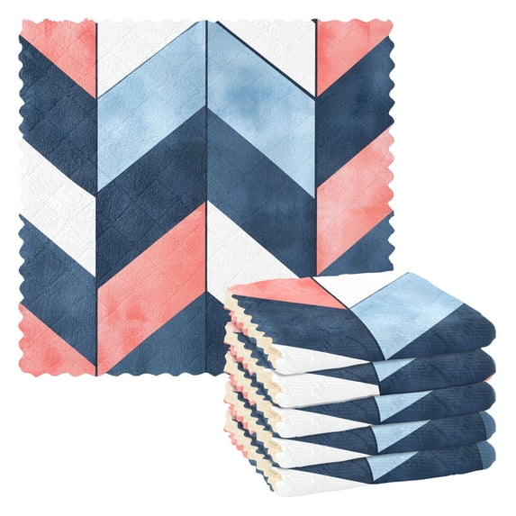 Yayeee 6 Pack Kitchen Dish Cloths Set for Washing Soft Drying Absorbent Microfiber Towels, Blue Geometric