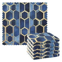 Yayeee 6 Pack Kitchen Dishcloths for Washing Dishes Soft Absorbent Microfiber Towels, Blue Hexagon Pattern