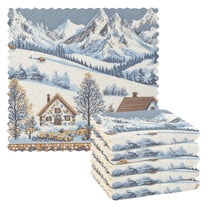 Yayeee 6 Pack Kitchen Dishcloths for Washing Dishes Soft Absorbent Microfiber Towels, Blue Snowy Mountain