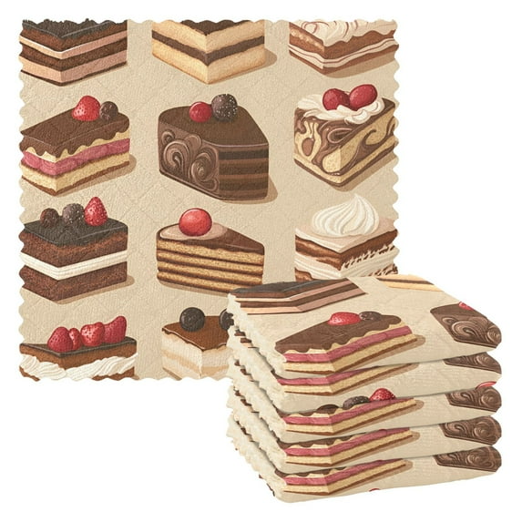Yayeee 6 Pack Kitchen Dishcloths for Washing Dishes Soft Absorbent Microfiber Towels, Brown Cakes