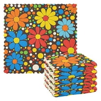 Yayeee 6 Pack Kitchen Dishcloths for Washing Dishes Soft Absorbent Microfiber Towels, Cartoon Flowers