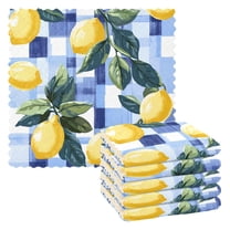 Yayeee 6 Pack Kitchen Dishcloths for Washing Dishes Soft Absorbent Microfiber Towels, Cartoon Lemon Leaves