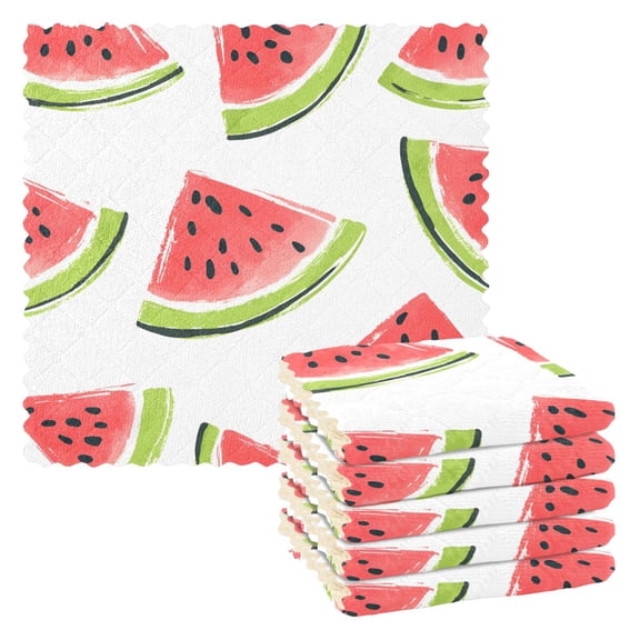 Yayeee 6 Pack Kitchen Dishcloths for Washing Dishes Soft Absorbent Microfiber Towels, Cartoon Watermelon