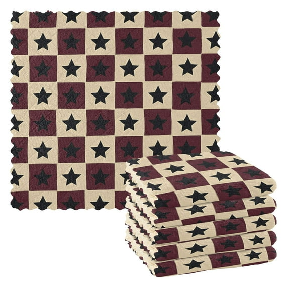 Yayeee 6 Pack Kitchen Dish Cloths Set for Washing Soft Drying Absorbent Microfiber Towels, Checkered Stars Pattern