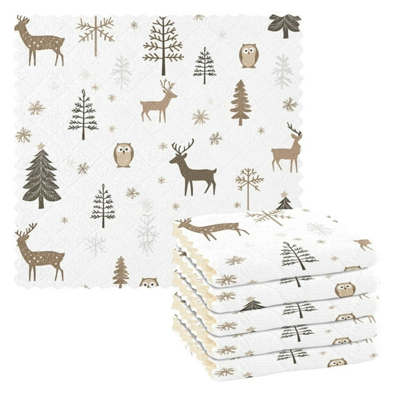Yayeee 6 Pack Kitchen Dishcloths for Washing Dishes Soft Absorbent Microfiber Towels, Christmas Forest