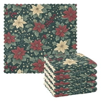 Yayeee 6 Pack Kitchen Dishcloths for Washing Dishes Soft Absorbent Microfiber Towels, Christmas Holly Leaves