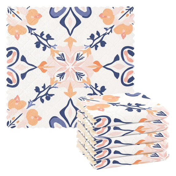 Yayeee 6 Pack Kitchen Dish Cloths Set for Washing Soft Drying Absorbent Microfiber Towels, Colorful Abstract Pattern