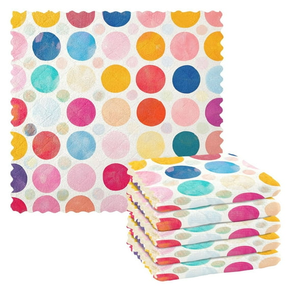 Yayeee 6 Pack Kitchen Dishcloths for Washing Dishes Soft Absorbent Microfiber Towels, Colorful Circles