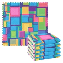 Yayeee 6 Pack Kitchen Dishcloths for Washing Dishes Soft Absorbent Microfiber Towels, Colorful Geometric Pattern