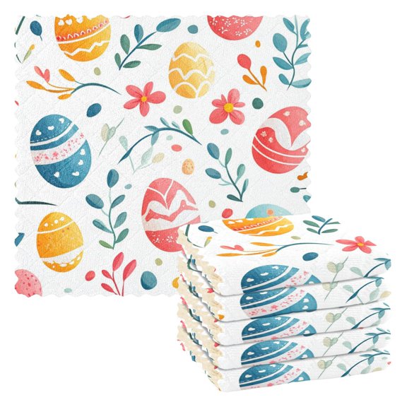 Yayeee 6 Pack Kitchen Dishcloths for Washing Dishes Soft Absorbent Microfiber Towels, Cute Easter Eggs