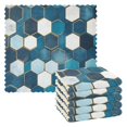 thumbnail image 1 of Yayeee 6 Pack Kitchen Dish Cloths Set for Washing Soft Drying Absorbent Microfiber Towels, Dark Blue Hexagon Patterns, 1 of 9