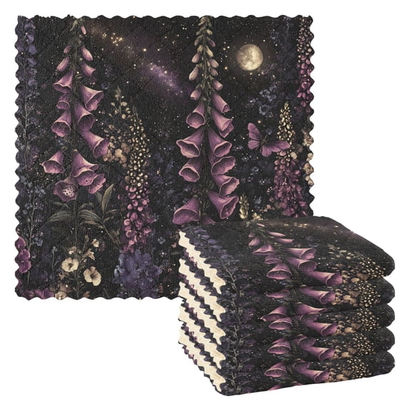 Yayeee 6 Pack Kitchen Dish Cloths Set for Washing Soft Drying Absorbent Microfiber Towels, Dark Gothic Floral