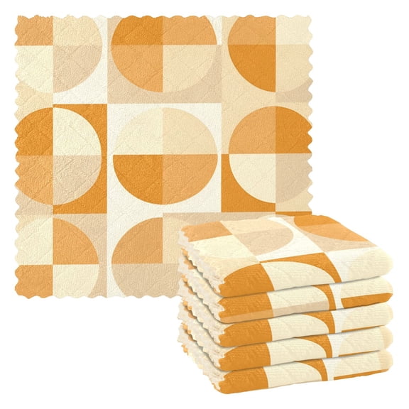 Yayeee 6 Pack Kitchen Dish Cloths Set for Washing Soft Drying Absorbent Microfiber Towels, Geometric Circles