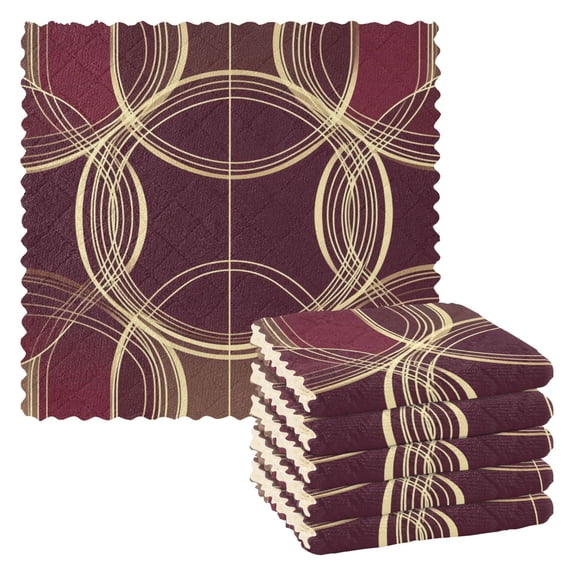 Yayeee 6 Pack Kitchen Dishcloths for Washing Dishes Soft Absorbent Microfiber Towels, Gold Abstract Pattern