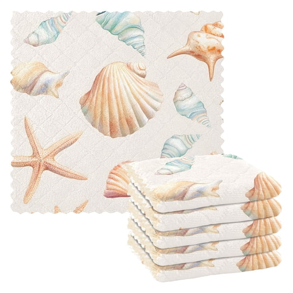 Yayeee 6 Pack Kitchen Dishcloths for Washing Dishes Soft Absorbent Microfiber Towels, Gray Seashell