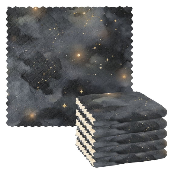 Yayeee 6 Pack Kitchen Dishcloths for Washing Dishes Soft Absorbent Microfiber Towels, Gray Sky Pattern