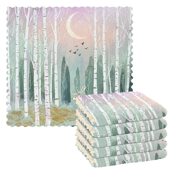 Yayeee 6 Pack Kitchen Dishcloths for Washing Dishes Soft Absorbent Microfiber Towels, Green Deer