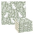 thumbnail image 1 of Yayeee 6 Pack Kitchen Dish Cloths Set for Washing Soft Drying Absorbent Microfiber Towels, Green Floral Cat Pattern, 1 of 9