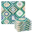 thumbnail image 1 of Yayeee 6 Pack Kitchen Dish Cloths Set for Washing Soft Drying Absorbent Microfiber Towels, Green Geometric Flowers, 1 of 9