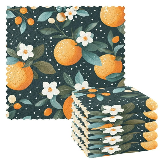 Yayeee 6 Pack Kitchen Dishcloths for Washing Dishes Soft Absorbent Microfiber Towels, Green Oranges