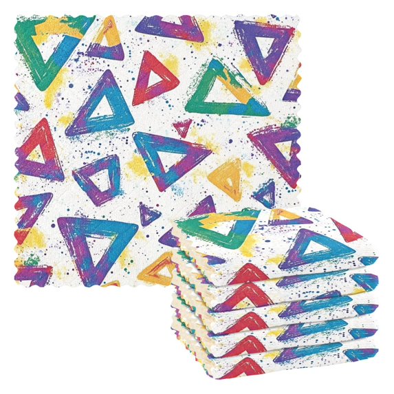 Yayeee 6 Pack Kitchen Dish Cloths Set for Washing Soft Drying Absorbent Microfiber Towels, Green Simple Triangles