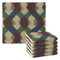Yayeee 6 Pack Kitchen Dishcloths for Washing Dishes Soft Absorbent Microfiber Towels, Green Tartan Pattern