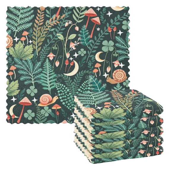 Yayeee 6 Pack Kitchen Dishcloths for Washing Dishes Soft Absorbent Microfiber Towels, Green Vibrant Forest Pattern