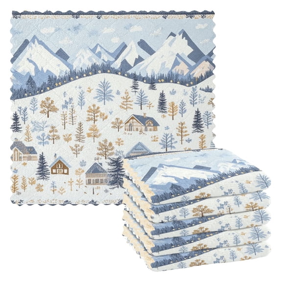 Yayeee 6 Pack Kitchen Dishcloths for Washing Dishes Soft Absorbent Microfiber Towels, Light Blue Mountain
