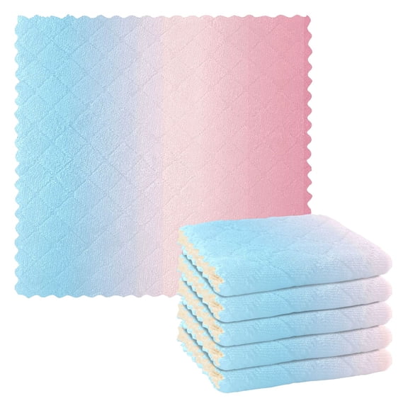 Yayeee 6 Pack Kitchen Dishcloths for Washing Dishes Soft Absorbent Microfiber Towels, Light Pink Gradient