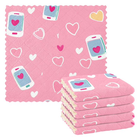 Yayeee 6 Pack Kitchen Dishcloths for Washing Dishes Soft Absorbent Microfiber Towels, Love Connection