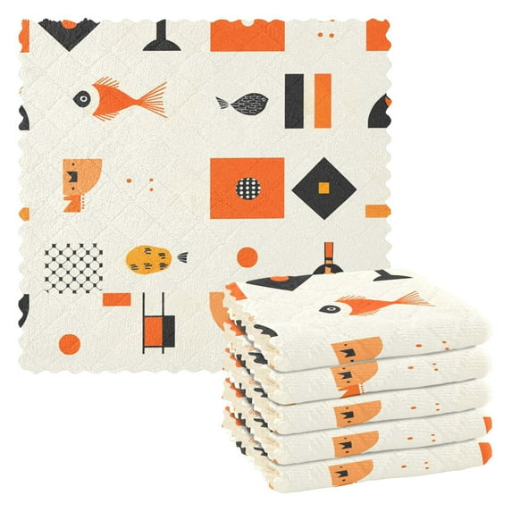 Yayeee 6 Pack Kitchen Dishcloths for Washing Dishes Soft Absorbent Microfiber Towels, Minimalist Geometric Pattern