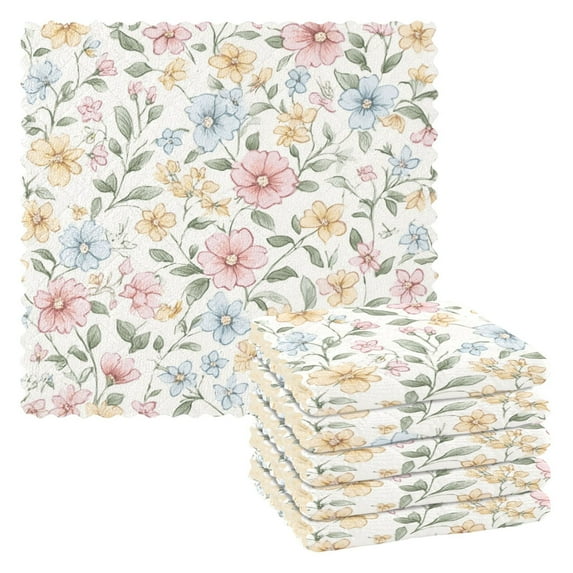 Yayeee 6 Pack Kitchen Dishcloths for Washing Dishes Soft Absorbent Microfiber Towels, Pastel Floral Pattern