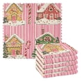 thumbnail image 1 of Yayeee 6 Pack Kitchen Dishcloths for Washing Dishes Soft Absorbent Microfiber Towels, Pink Christmas House, 1 of 9