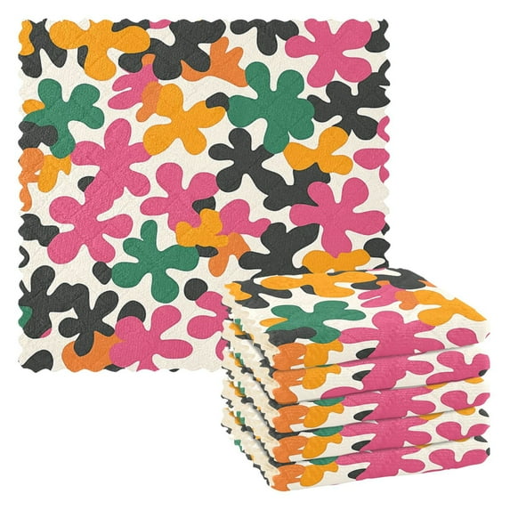 Yayeee 6 Pack Kitchen Dishcloths for Washing Dishes Soft Absorbent Microfiber Towels, Pink Floral Blooms