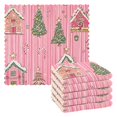 thumbnail image 1 of Yayeee 6 Pack Kitchen Dishcloths for Washing Dishes Soft Absorbent Microfiber Towels, Pink Gingerbread House, 1 of 9