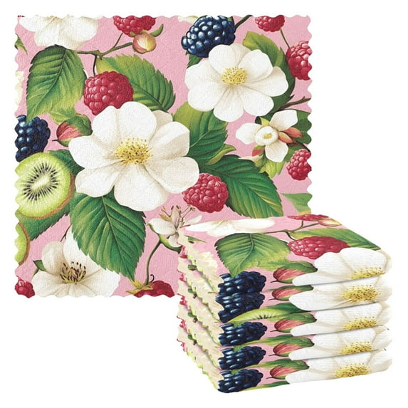 Yayeee 6 Pack Kitchen Dish Cloths Set for Washing Soft Drying Absorbent Microfiber Towels, Pink Raspberries