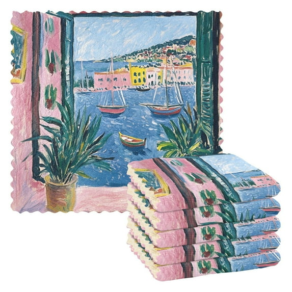 Yayeee 6 Pack Kitchen Dishcloths for Washing Dishes Soft Absorbent Microfiber Towels, Pink Window