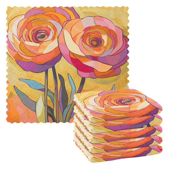 Yayeee 6 Pack Kitchen Dish Cloths Set for Washing Soft Drying Absorbent Microfiber Towels, Purple Abstract Floral