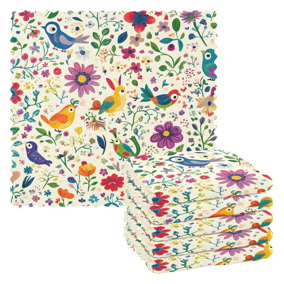 Yayeee 6 Pack Kitchen Dishcloths for Washing Dishes Soft Absorbent Microfiber Towels, Purple Cartoon Animals