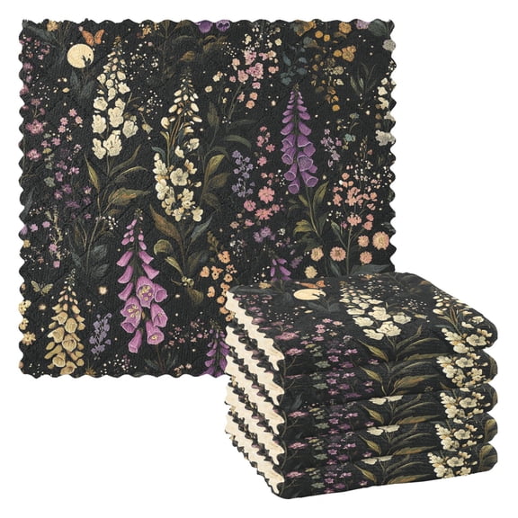 Yayeee 6 Pack Kitchen Dishcloths for Washing Dishes Soft Absorbent Microfiber Towels, Purple Floral Pattern