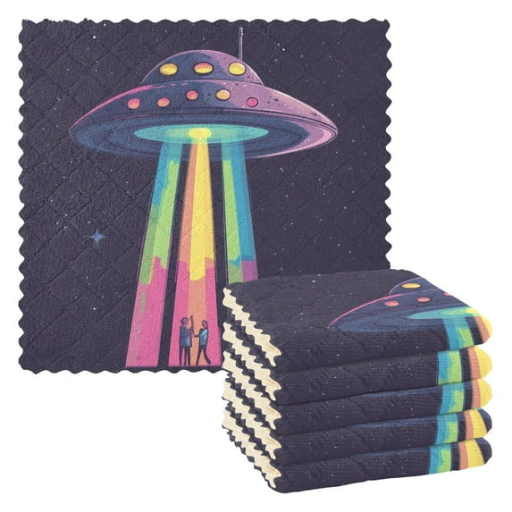 Yayeee 6 Pack Kitchen Dishcloths for Washing Dishes Soft Absorbent Microfiber Towels, Purple UFO