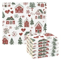 Yayeee 6 Pack Kitchen Dishcloths for Washing Dishes Soft Absorbent Microfiber Towels, Red Nordic Christmas
