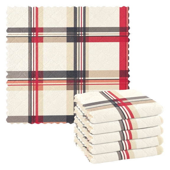 Yayeee 6 Pack Kitchen Dishcloths for Washing Dishes Soft Absorbent Microfiber Towels, Red Tartan