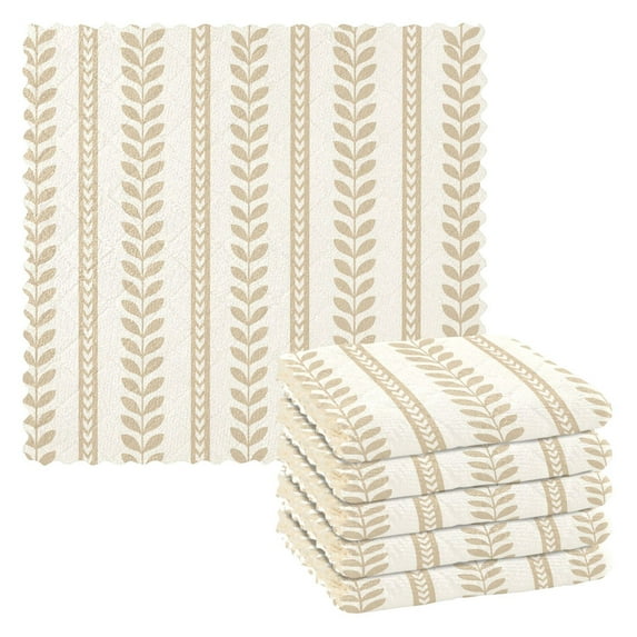 Yayeee 6 Pack Kitchen Dish Cloths Set for Washing Soft Drying Absorbent Microfiber Towels, Soft Brown Abstract Pattern