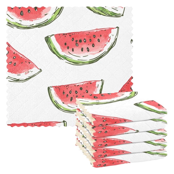 Yayeee 6 Pack Kitchen Dish Cloths Set for Washing Soft Drying Absorbent Microfiber Towels, Watermelon Pattern