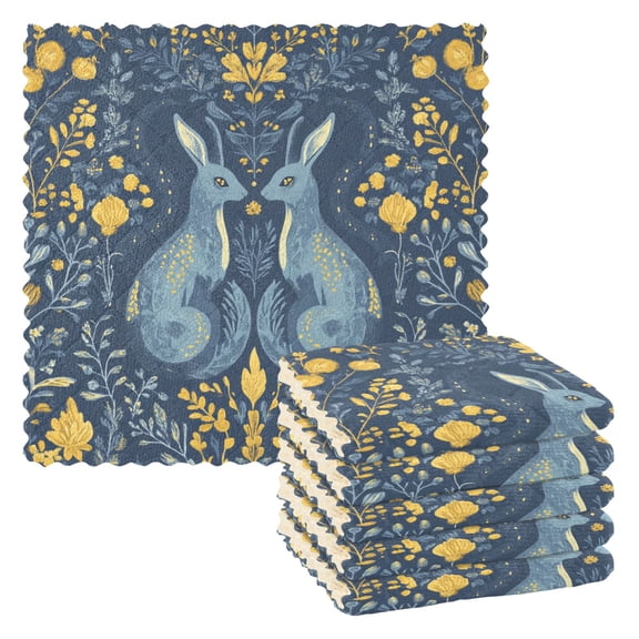 Yayeee 6 Pack Kitchen Dishcloths for Washing Dishes Soft Absorbent Microfiber Towels, Yellow Forest Pattern