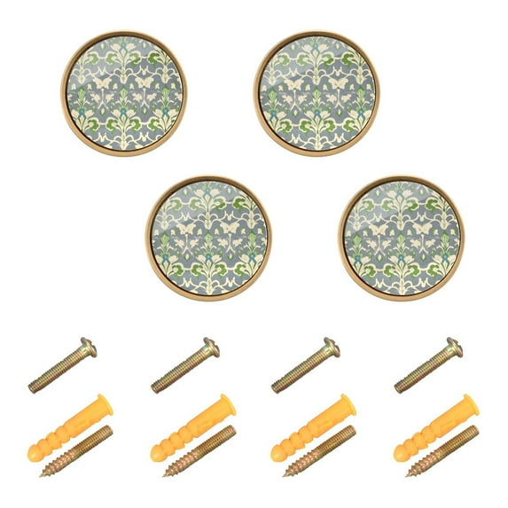 Yayeee 8 Pack Cabinet Knobs with Screws Round Zinc Drawer Pulls for Kitchen, Beige Floral