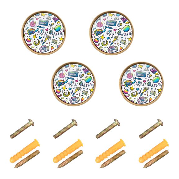 Yayeee 8 Pack Cabinet Knobs with Screws Round Zinc Drawer Pulls for Kitchen, Blue Doodle Pattern
