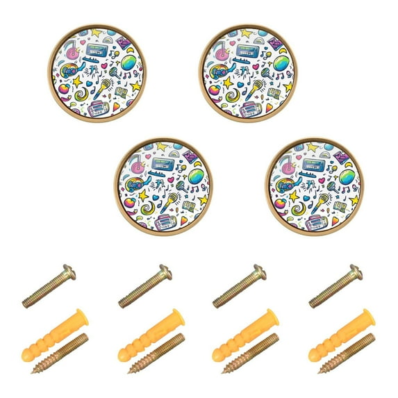 Yayeee 8 Pack Cabinet Knobs with Screws Round Zinc Drawer Pulls for Kitchen, Blue Doodle Pattern